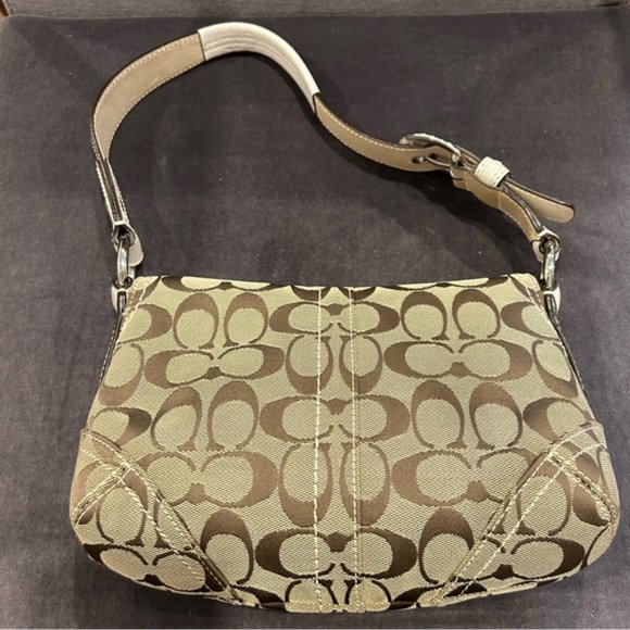 Coach 11860 Soho Signature C Logo Khaki Canvas White Buckle Shoulder Bag - Picture 3 of 8